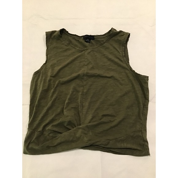 Sanctuary Tops - Sanctuary Olive Green Twist Front Sleeveless Knit Tank Top XXL Slub Texture